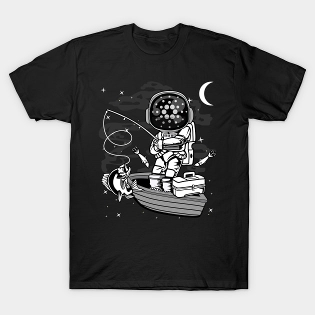 Astronaut Fishing Cardano ADA Coin To The Moon Crypto Token Cryptocurrency Blockchain Wallet Birthday Gift For Men Women Kids T-Shirt by Thingking About